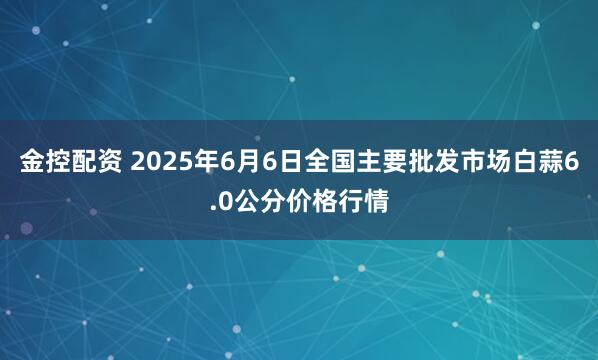 金控配资 2025年6月6日全国主要批发市场白蒜6.0公分价格行情